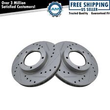 Front Performance Drilled Slotted G-Coated Disc Brake Rotor Pair New picture