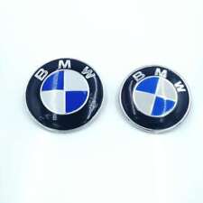 2PC Front Hood & Rear Trunk (82mm & 74mm) For BMW Badge Emblems Blue White picture