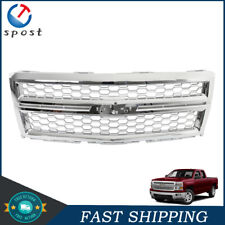For 14-2015 Chevrolet Silverado 1500 Front Grille Honeycomb Chrome + Silver picture