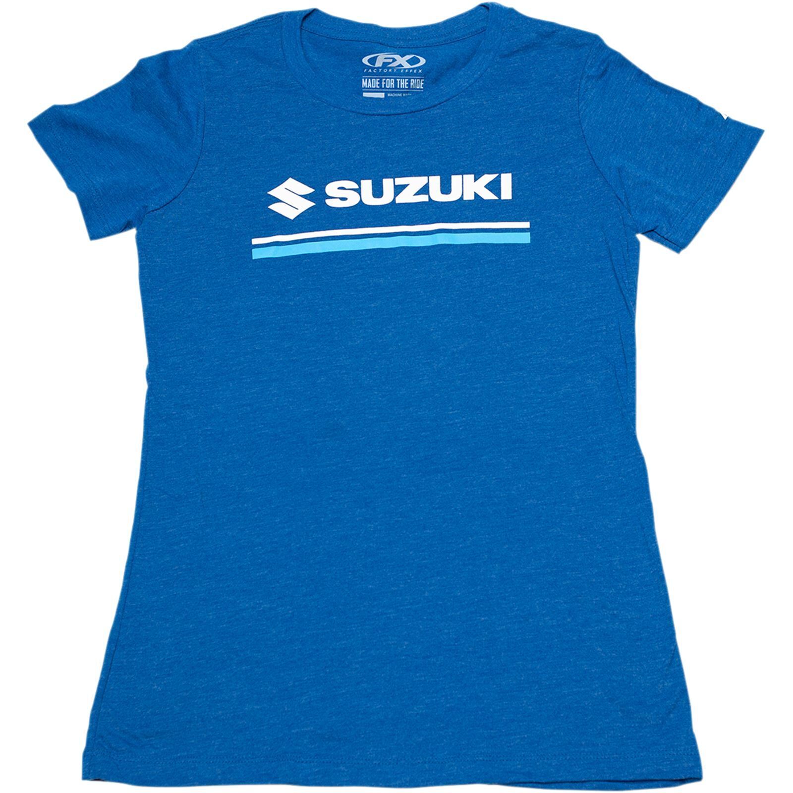 Factory Effex Women\'s Suzuki Stripes Tee Shirt - Royal Blue - Medium 22-87432