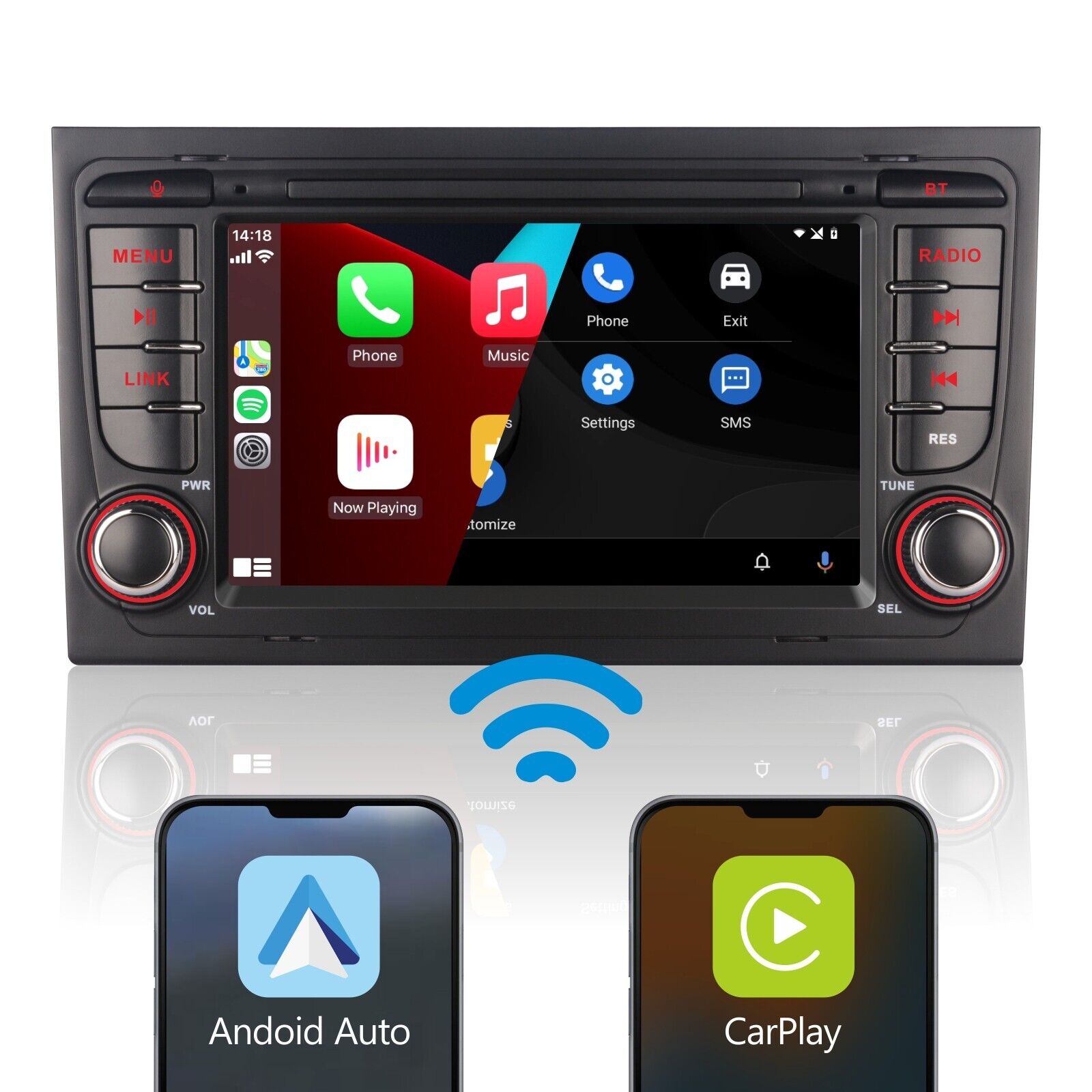Car Stereo for Audi A4 2000-2009 CarPlay Android Auto High power Radio Bluetooth