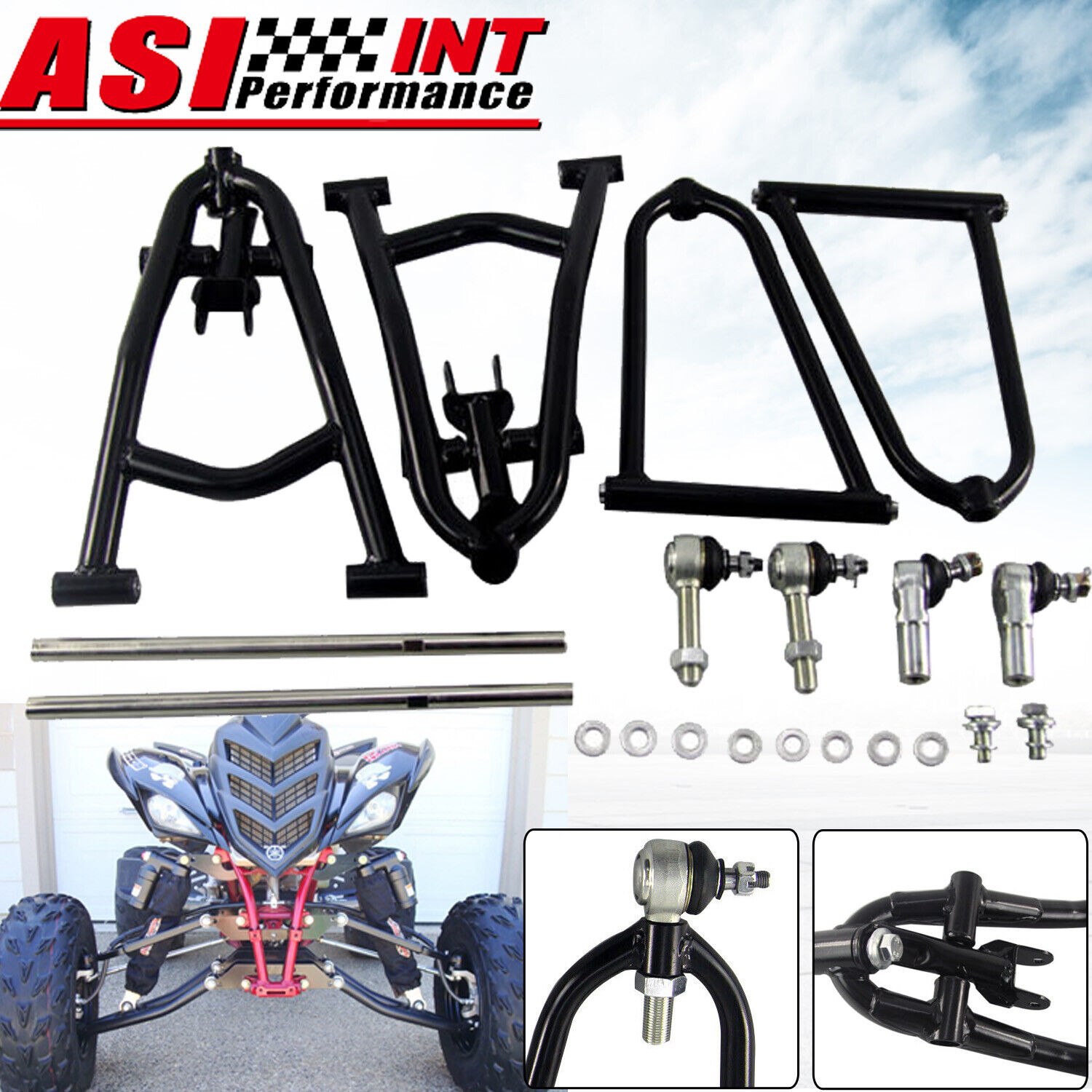 FRONT Extended A-ARMS+2 +1 WIDER FIT 2009+ YAMAHA RAPTOR 700 YFM700R