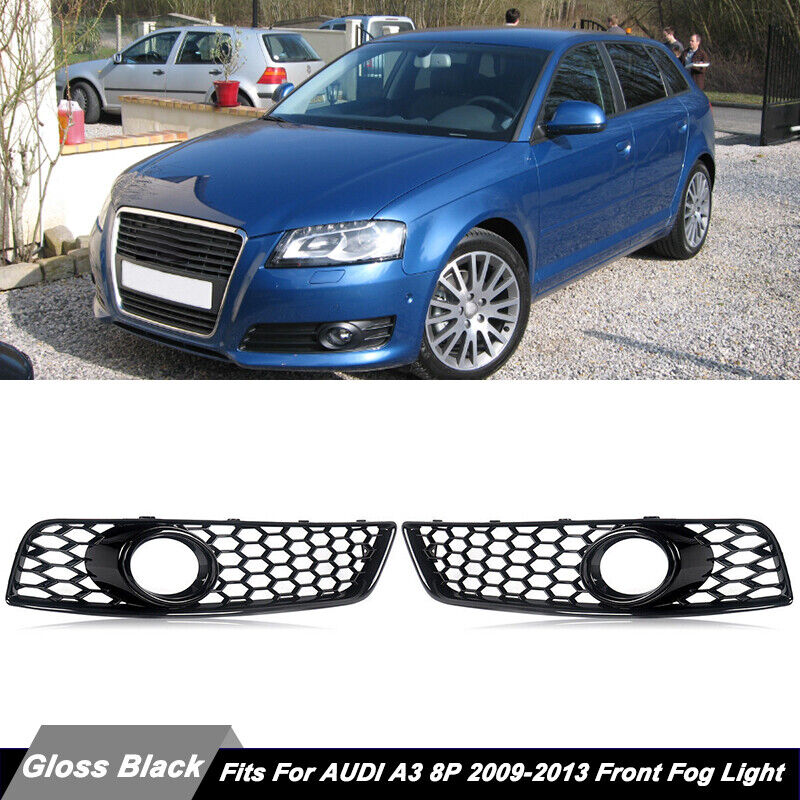 Mesh Honeycomb Bumper Fog Light Grill Grille Cover For 2009-2013 Audi A3 8P
