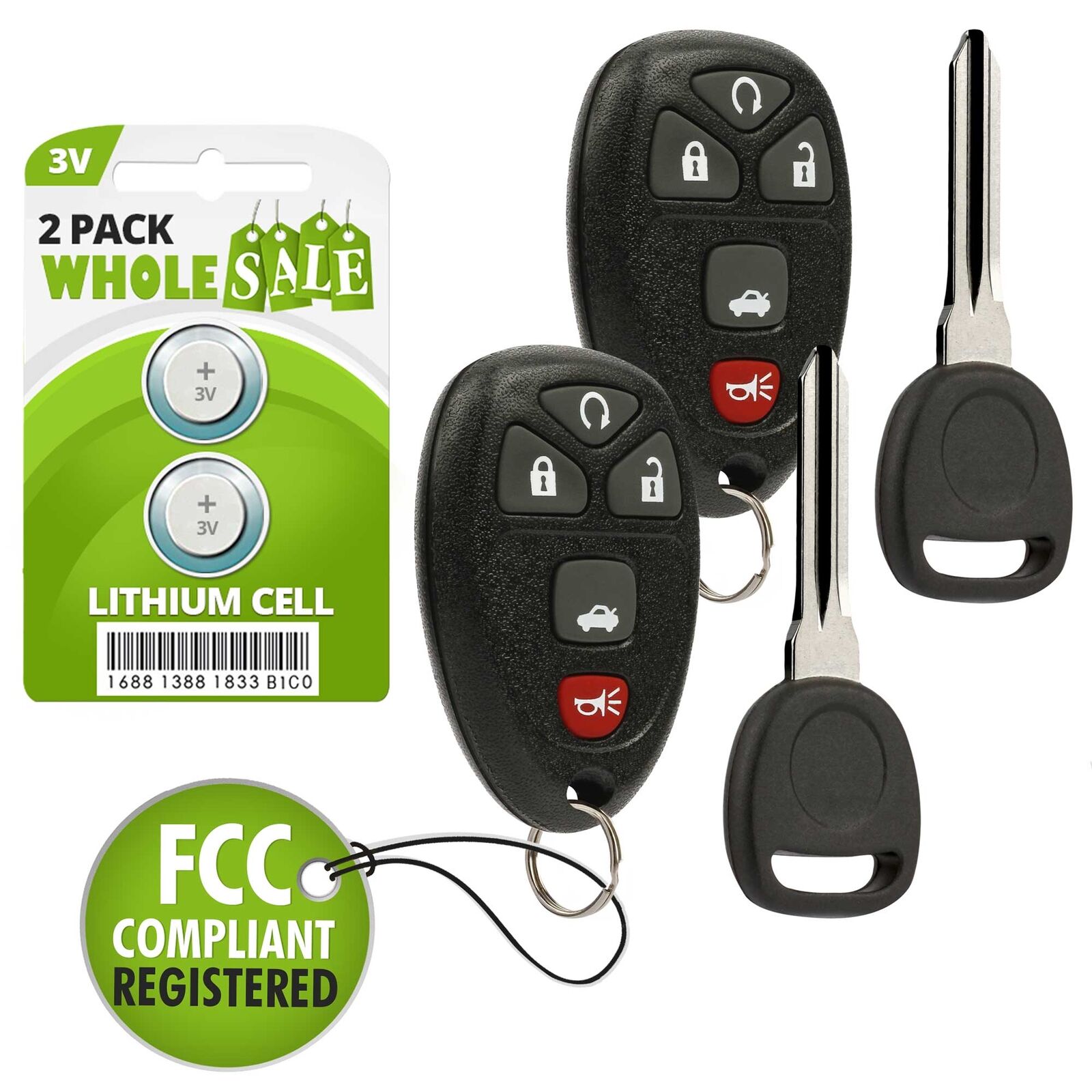 2 Replacement For 06 07 08 09 10 11 12 13 Chevrolet Impala Key + Fob Remote