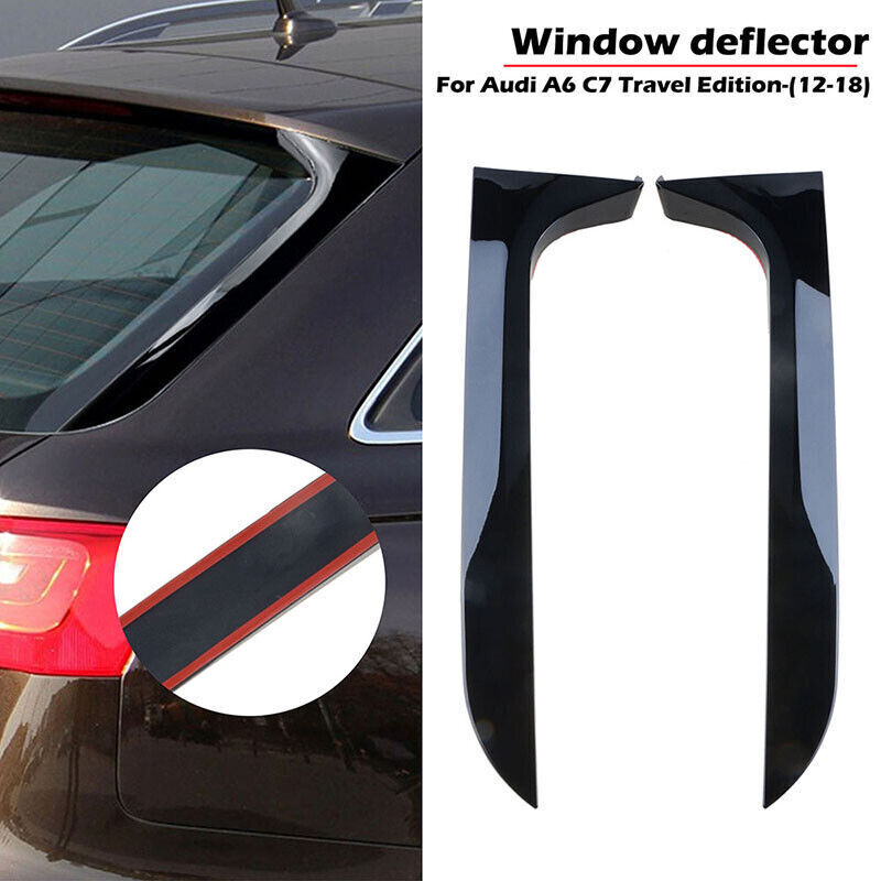 Black Rear Window Spoiler Side Wing Cover For 2012-2018 Audi A6 C7 Allroad Avant