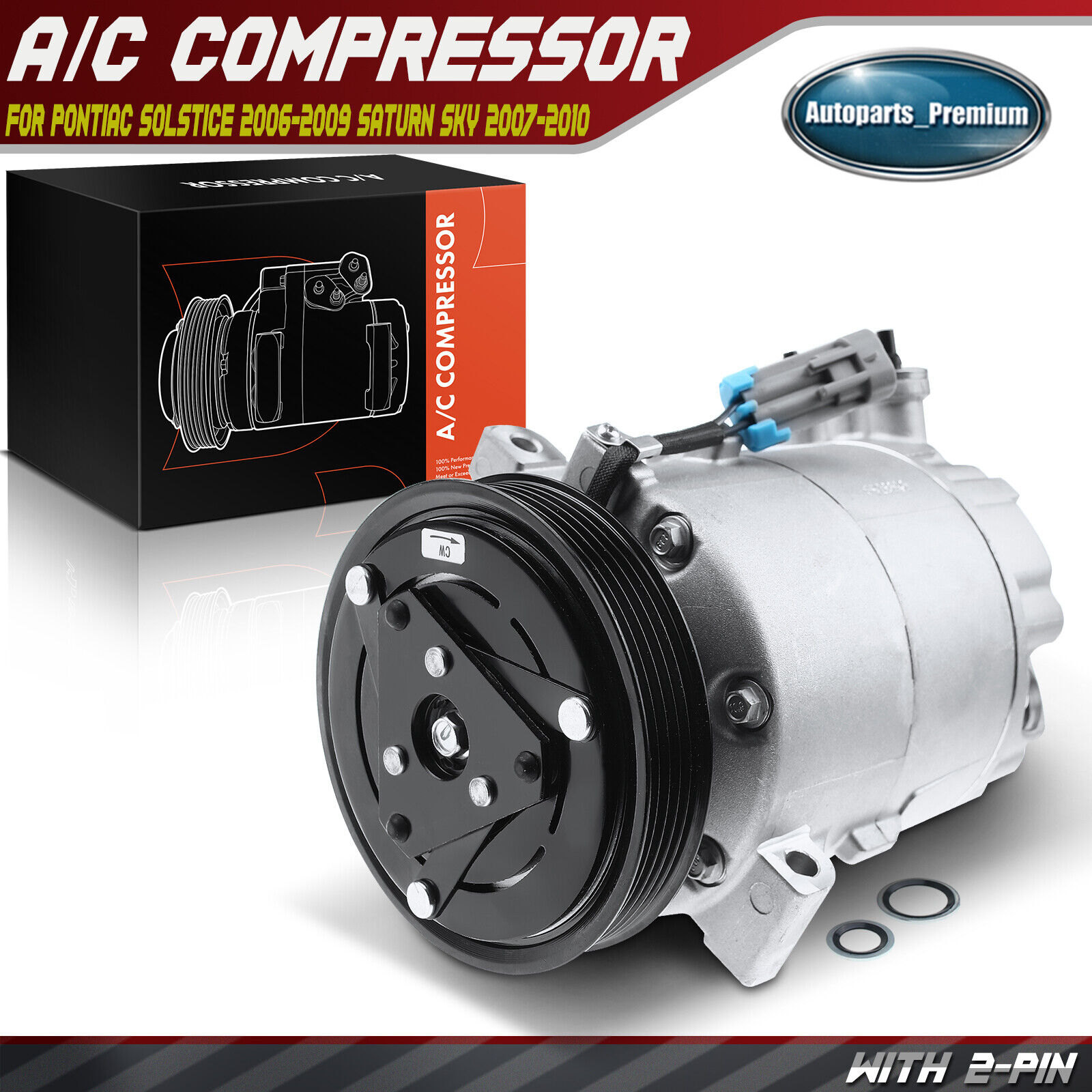 AC Compressor with Clutch for Pontiac Solstice 2006-2009 Saturn Sky 2007-2010