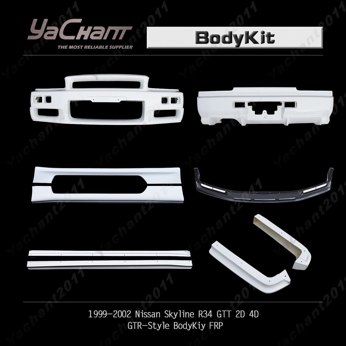 FRP GTR-Style BodyKit Bumper Lip Spats For 99-02 Nissan Skyline R34 GTT 2D
