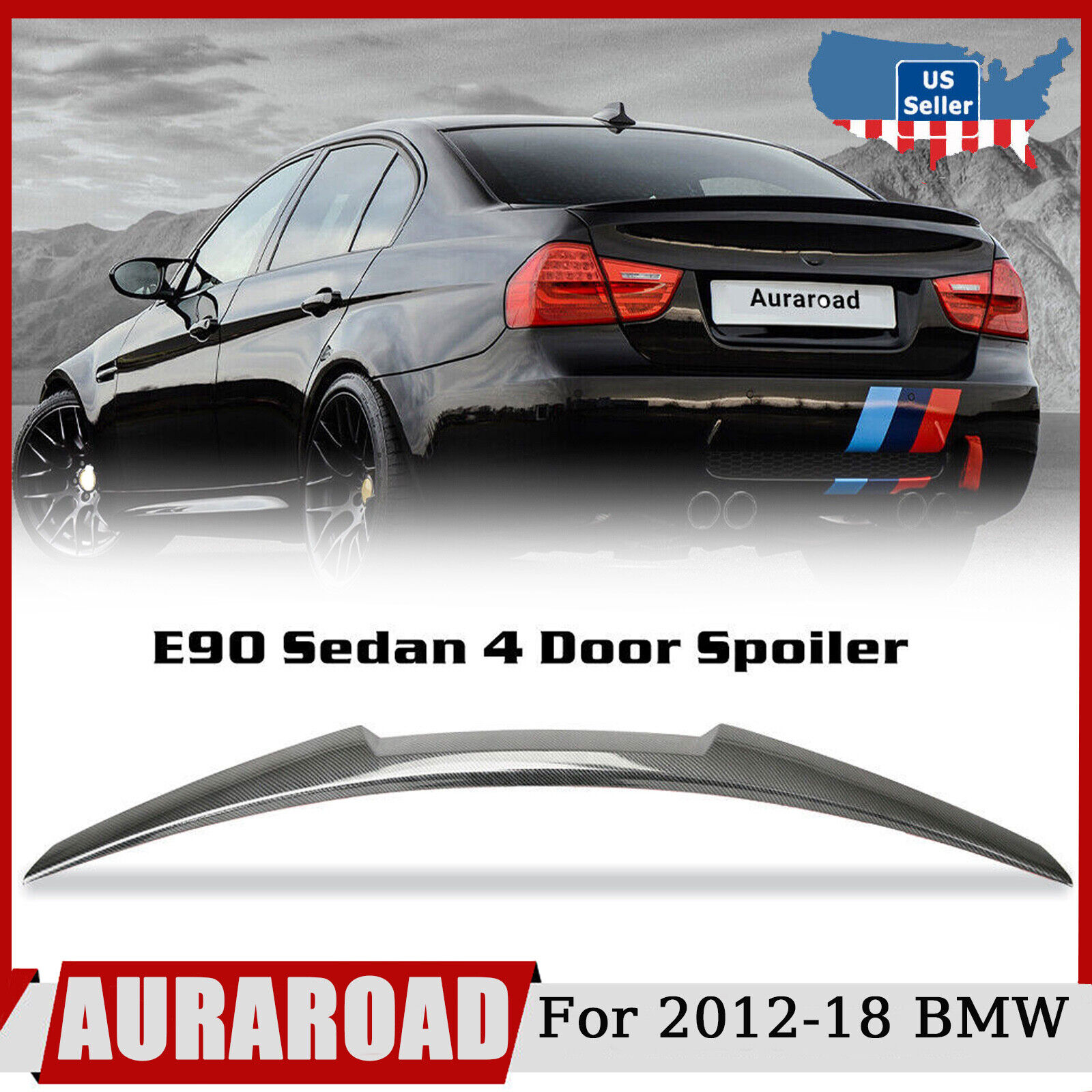 For 12-18 BMW 3 Series E90 M4 Style 325xi Rear Trunk Spoiler Carbon Fiber Style