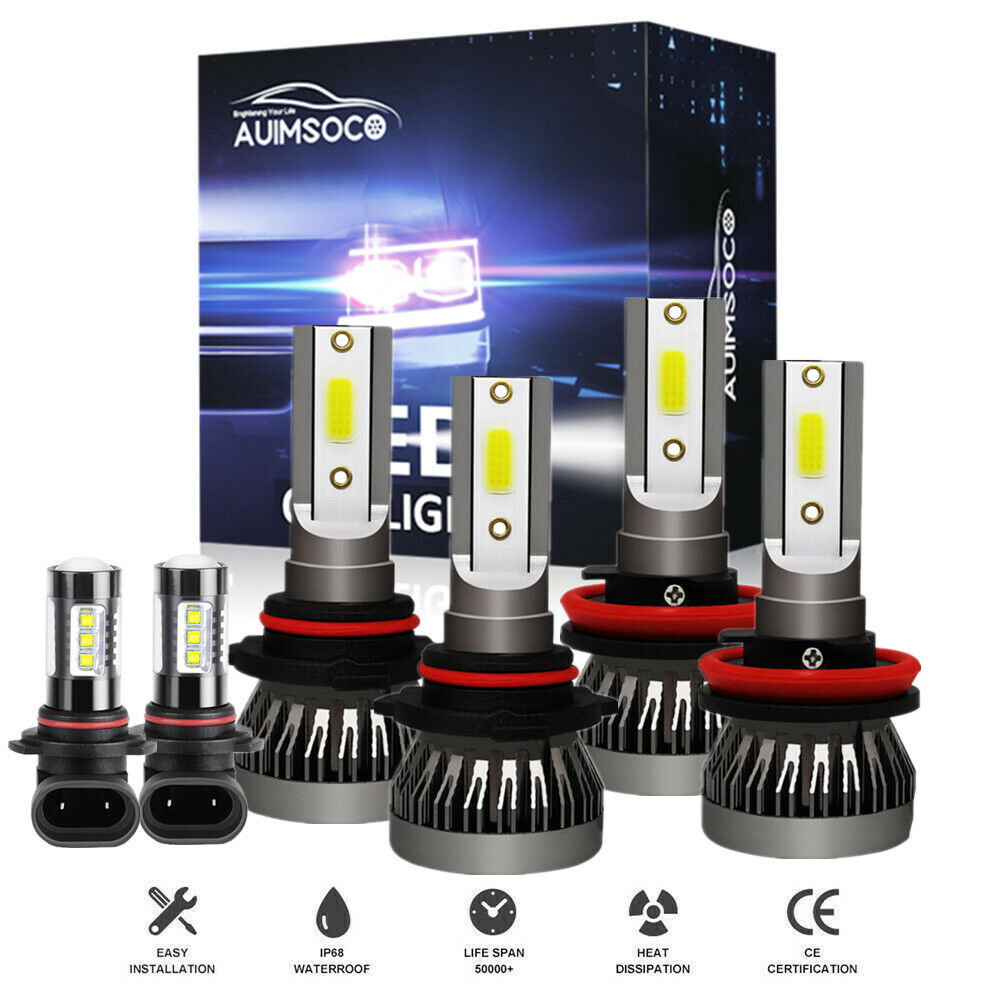 For Subaru Impreza 2008-2011 6X LED Headlights High Low Beam Fog Light White Kit