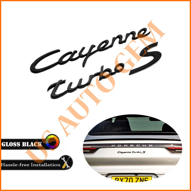 Gloss Black Porsche Cayenne Turbo S Letters Rear Badge Emblem Deck Lid OEM