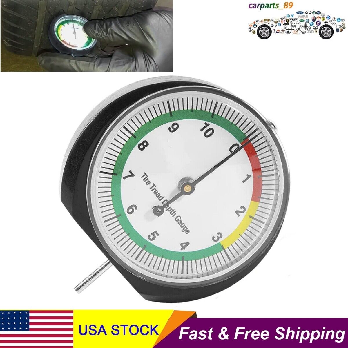 Professional Dial Type Tire Tread Depth Gauge 0-11mm For Motorcycle Car Truck 