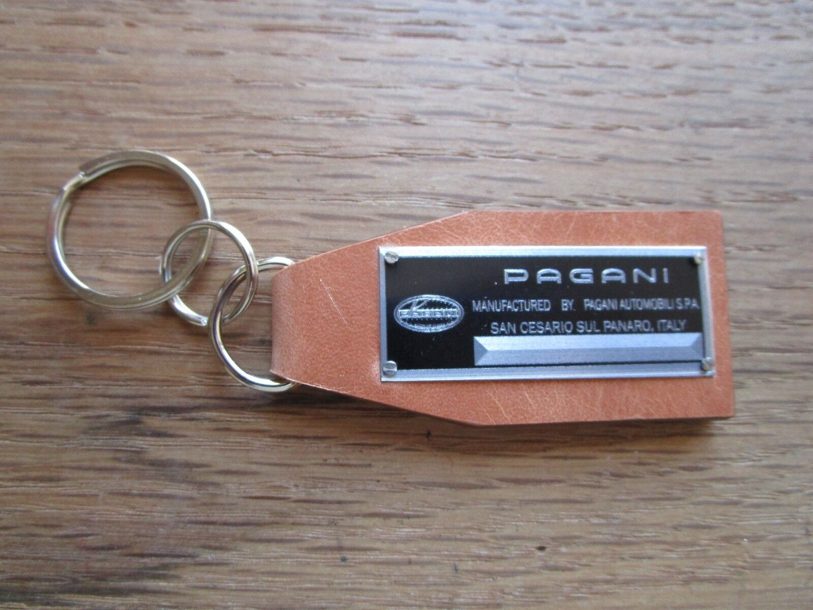 Pagani Data Plate Vintage Look Leather Keychain Zonda R Huayra Cinque Uno