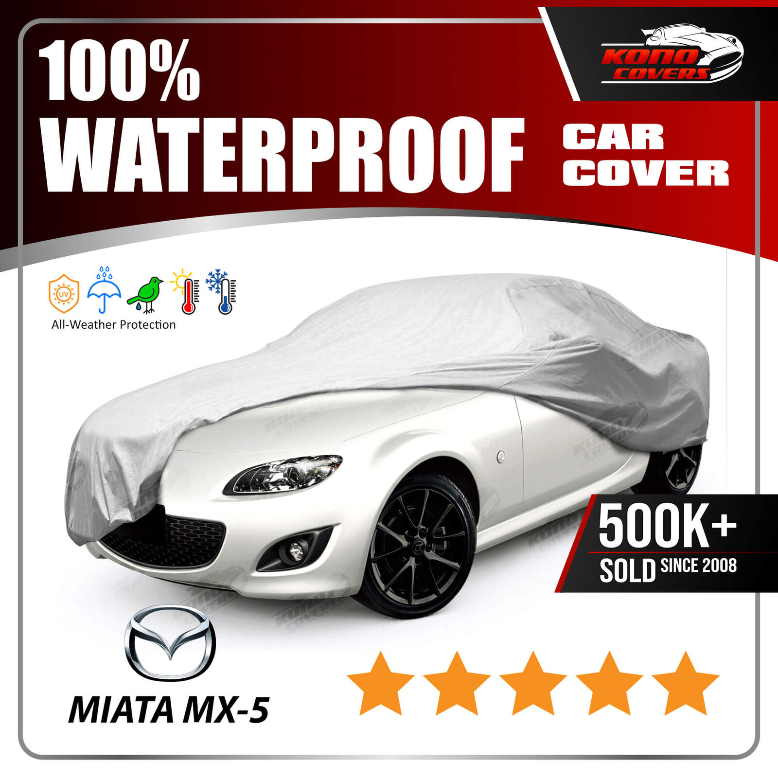 Mazda Mx-5 Miata 6 Layer Car Cover Fitted Outdoor Water Proof Rain Snow Sun Dust