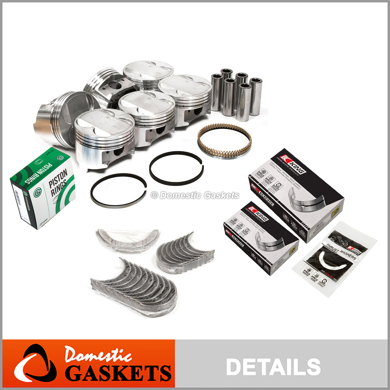 Pistons Bearings Rings Fit 91-99 3000GT Diamante Dodge Stealth 3.0 DOHC 6G72