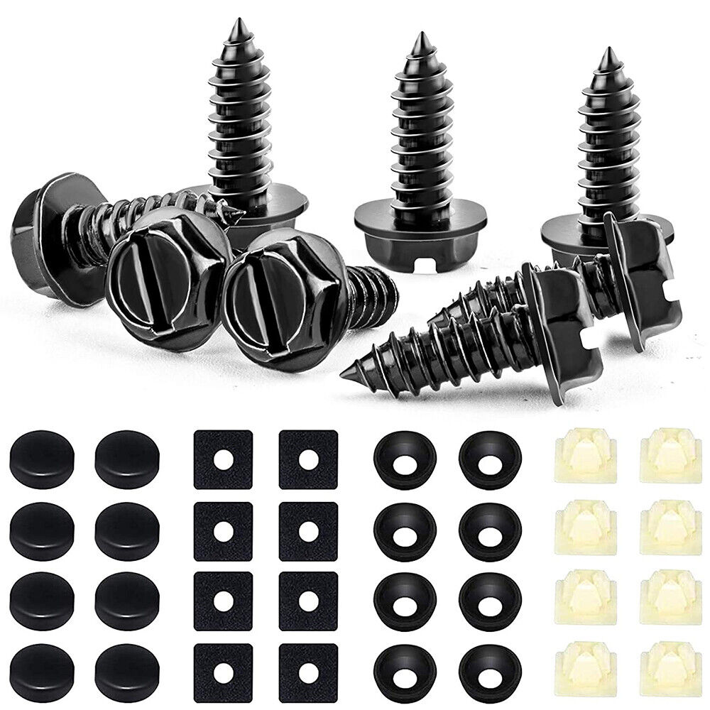 8 Sets Premium Stainless Steel License Plate Screws Kit Rust-Proof For Car Truck
