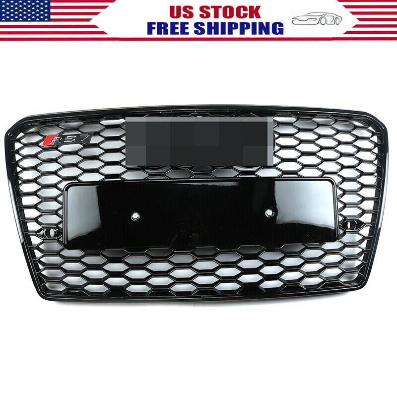 FRONT RS7 STYLE MESH BUMPER HOOD HEX GRILLE BLACK FOR 2012-2015 AUDI A7/S7 C7