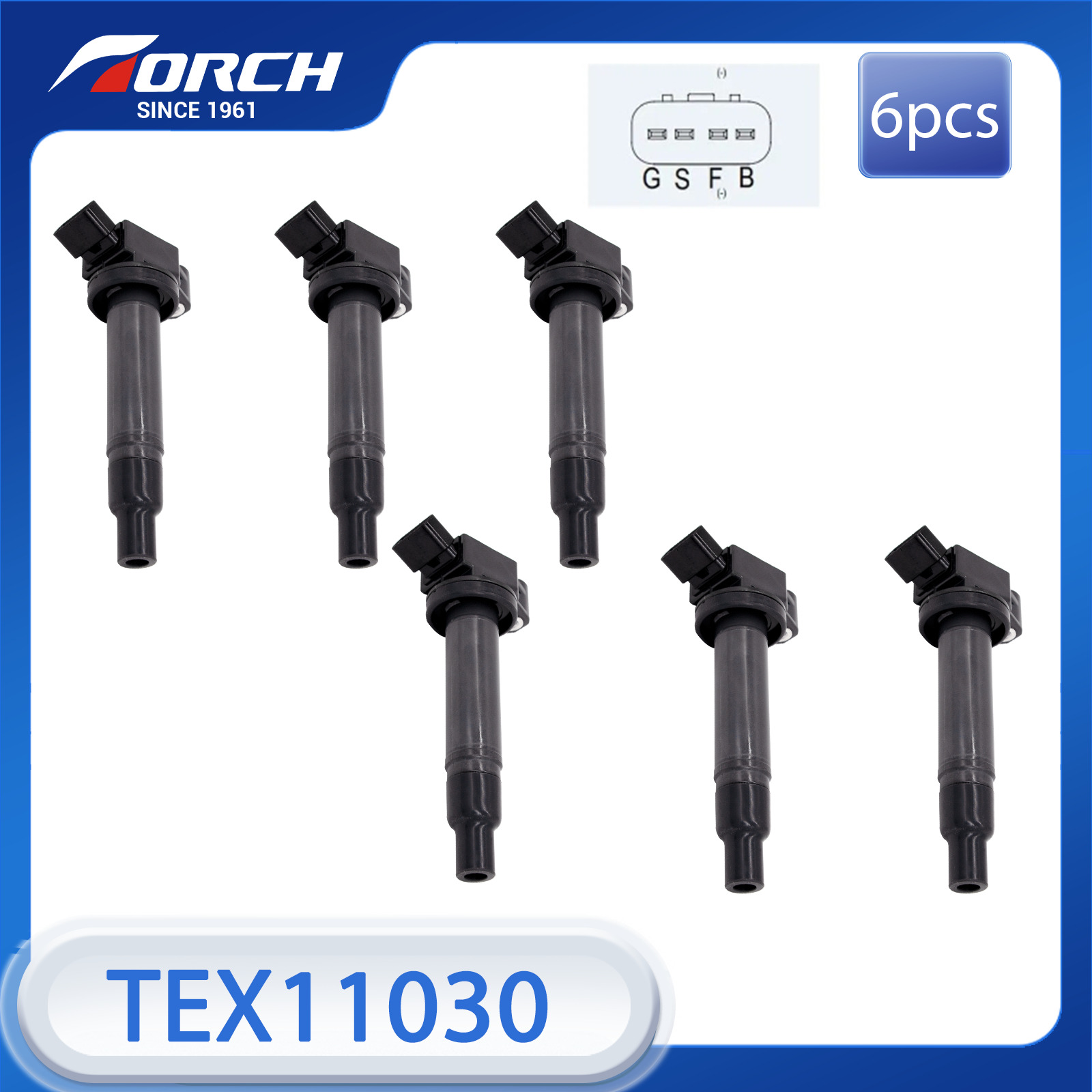 6pcs Ignition Coil TORCH TEX11030 Replace for 88921393 90080-19016 90919-02234