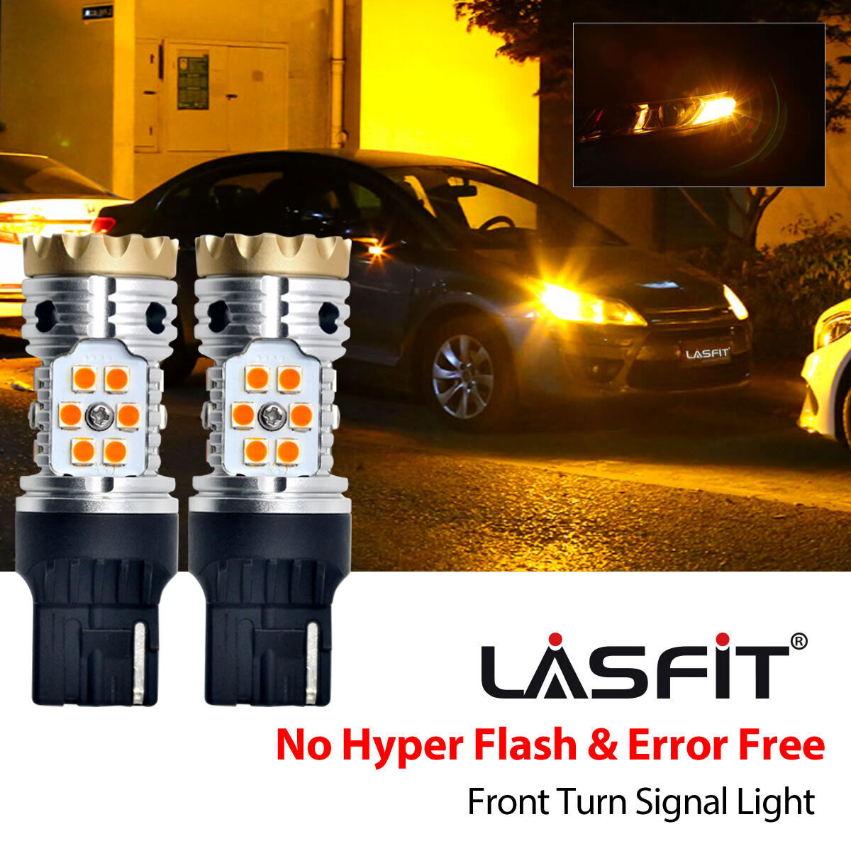 LASFIT 7440 7440A 7441 Anti Hyper Flash Amber LED Turn Signal Light Error Free