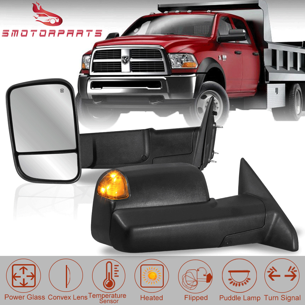 Set(2) Power Heated Tow Mirrors For 2009-2018 Dodge Ram 1500 2010-2018 2500 3500