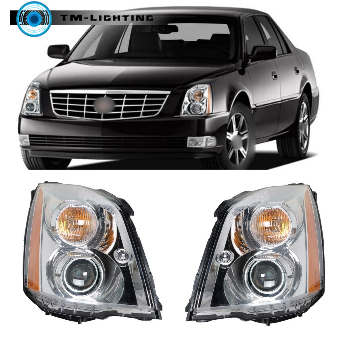 For 2008 2009 2010 2011 Cadillac DTS HID Projector Headlight Headlamp Left&Right