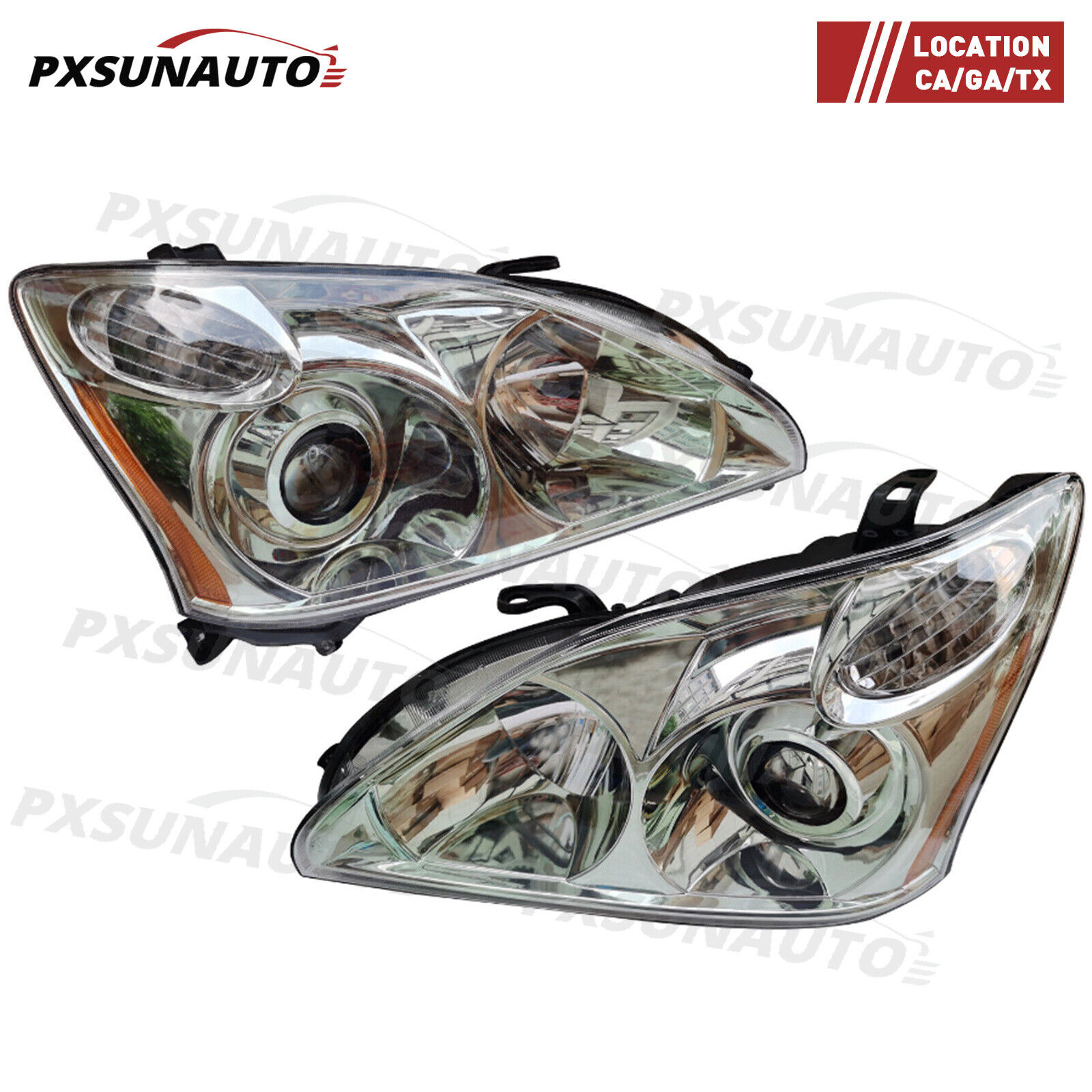 For 2004-2009 Lexus RX330 RX350 RX400h Headlights HeadLamps Left&Right Pair