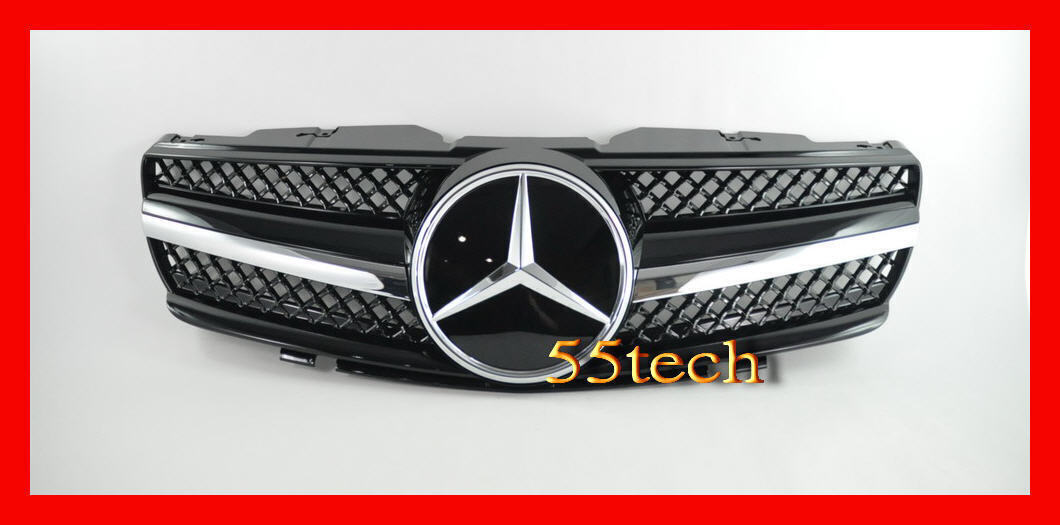 55tech R230 SL500 SL600 SL55 03 2006 Grille Grill Black AMG Distronic Mercedes