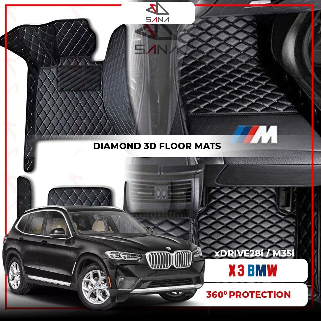 To fit BMW X3 2015-24 Custom 3D Diamond Design Car Floor Mats Liner Multicolor