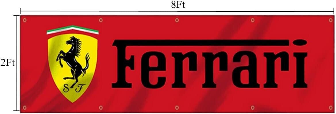 Ferrari Flag Banner 2x8 ft Italy Racing Car Manufacturer Red For Garage Wall US