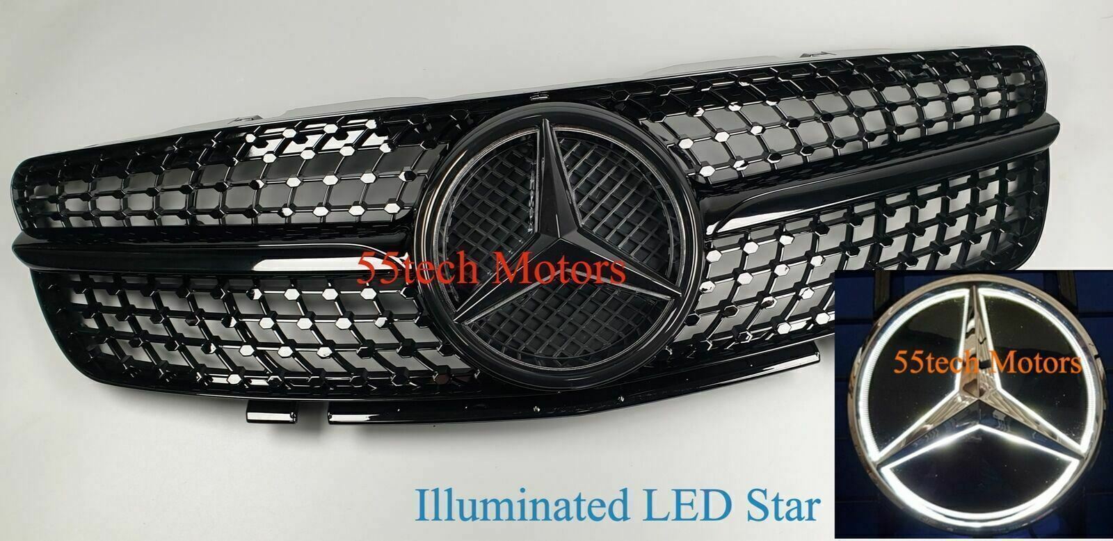 Mercedes R230 Diamond SL500 SL600 Grille Grill LED Illuminated STAR emblem SBK