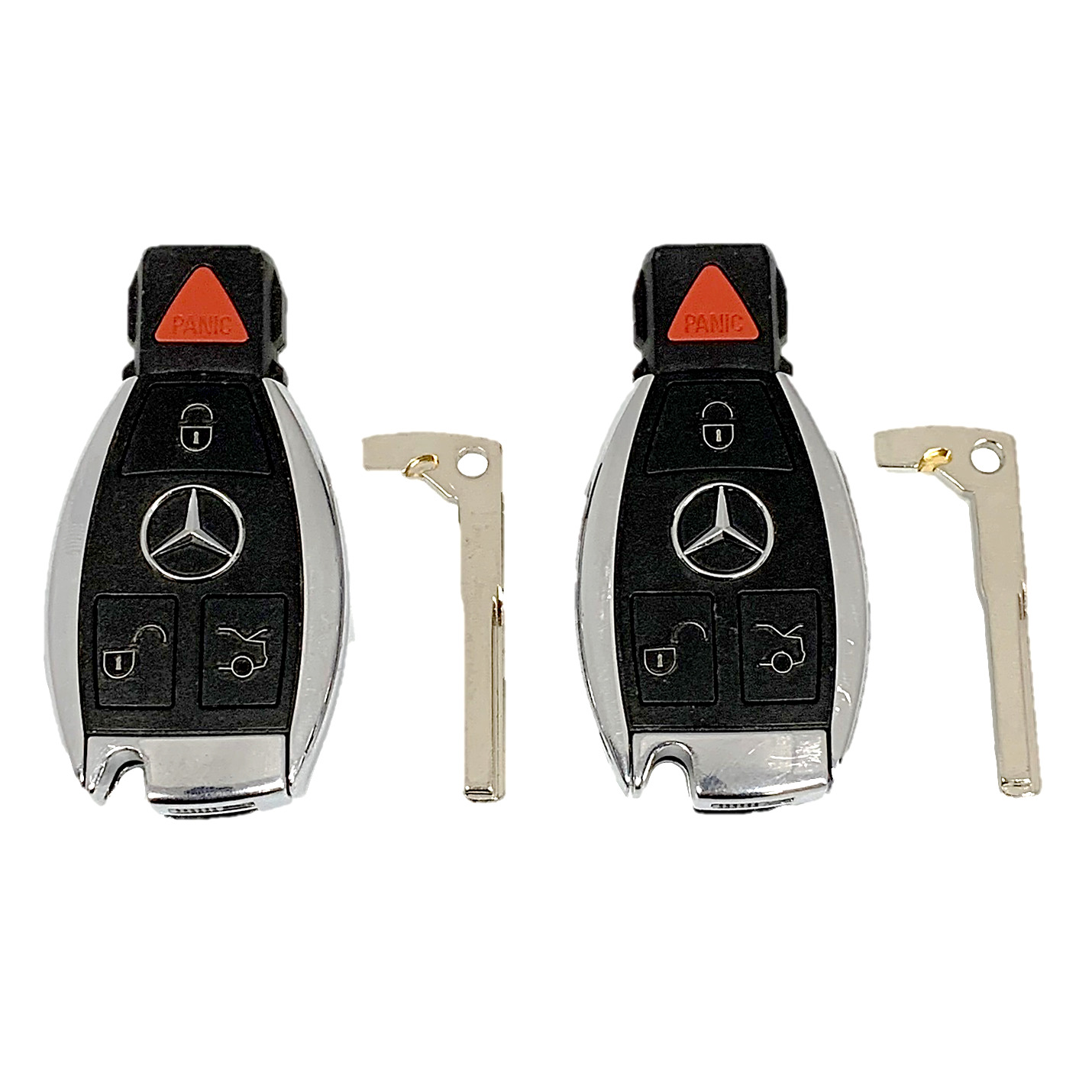 2 OEM Mercedes Benz Keyless Remote Fobs + UNCUT Keys IYZDC07 DC10 DC11 DC12