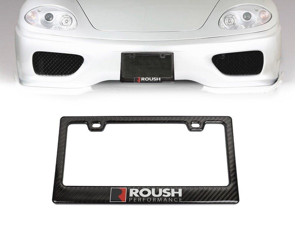 100% Real Carbon Fiber Black Glossy ROUSH Performance License Plate Frame-1PCS 
