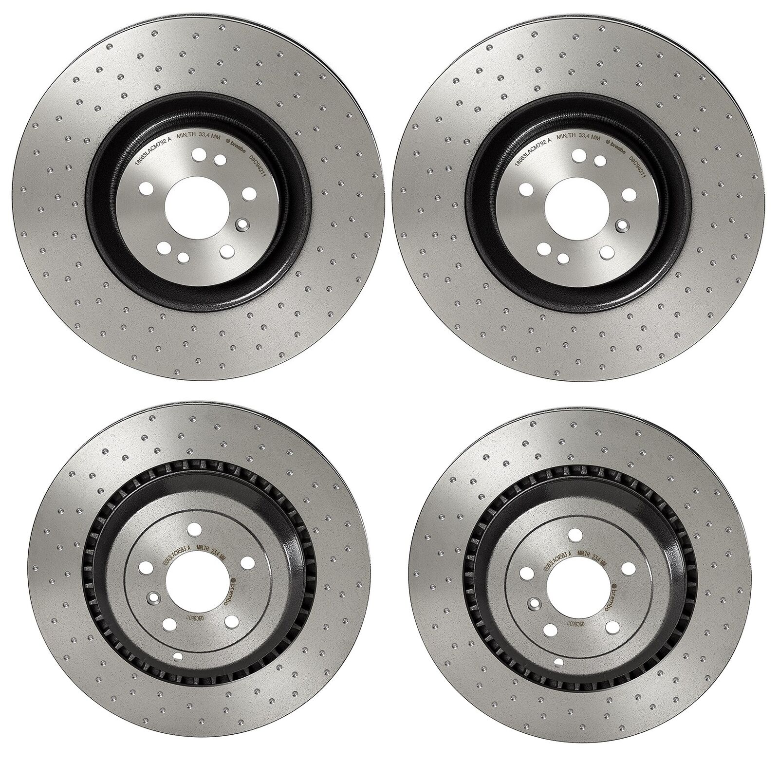 Brembo Front and Rear Brake Disc Rotors Drilled Coated Kit for MB W164 W251 6.3L