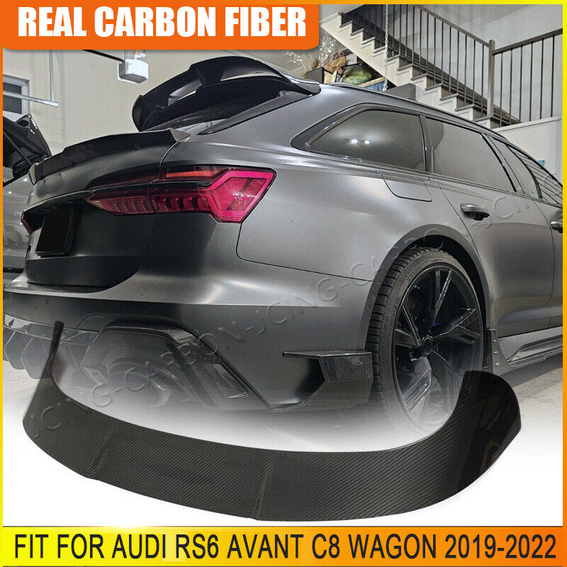 Fits 2019-22 Audi RS6 Avant C8 Wagon Dry Carbon Fiber Rear Roof Spoiler Wing Lip
