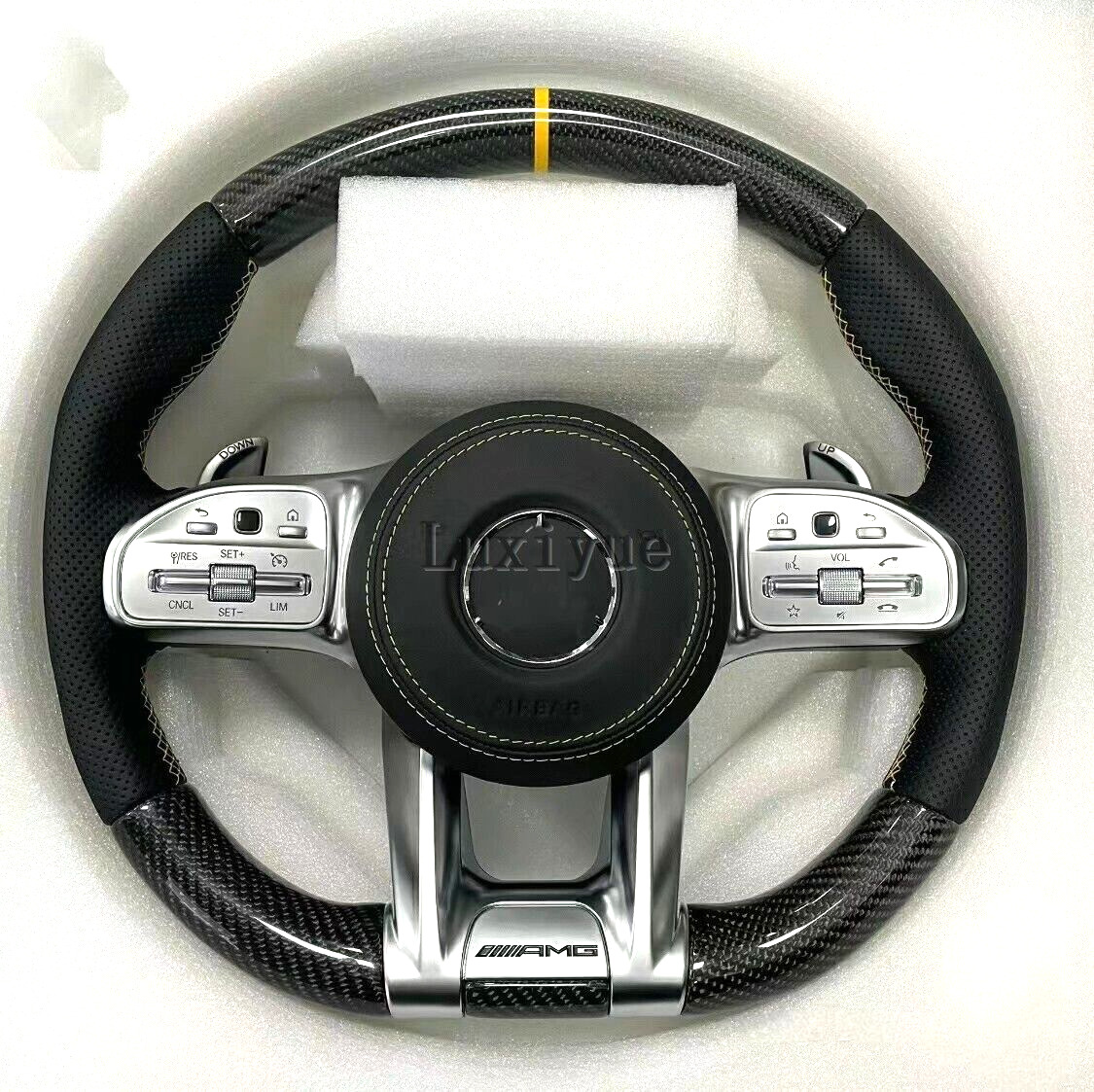 Carbon Fiber Flat Steering Wheel for Mercedes-Benz AMG G63 C63 E63 GT GLE S