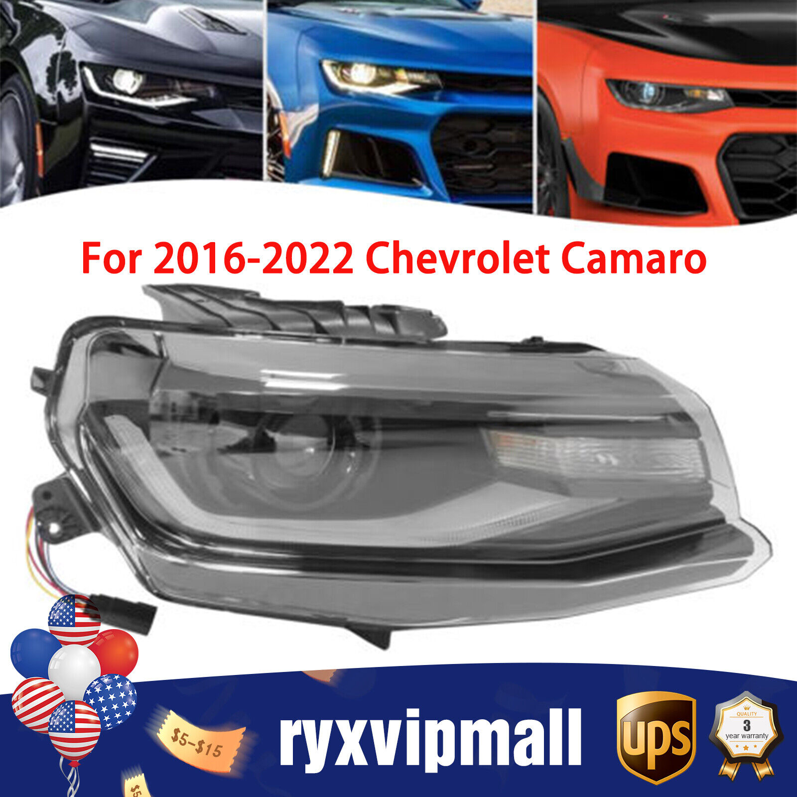 For 2016-2022 Chevrolet Camaro Headlight Right Passenger Side Xenon Headlight