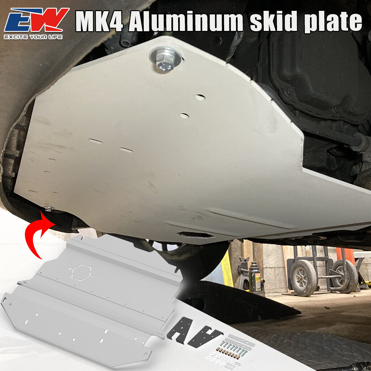 Aluminum Skid Plate Belly Pan For 99-10 VW Volkswagen Golf Jetta MK4 New Beetle