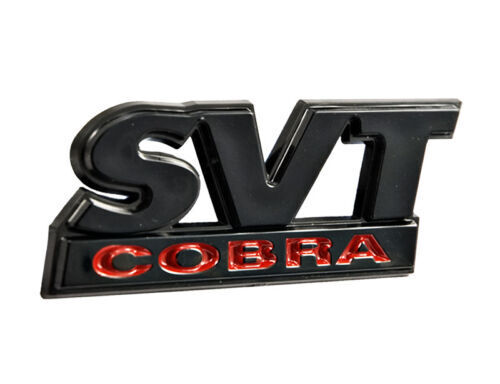 1999-2002 Ford Mustang Cobra SVT Rear Trunk Emblem - Glossy Black with Red Trim