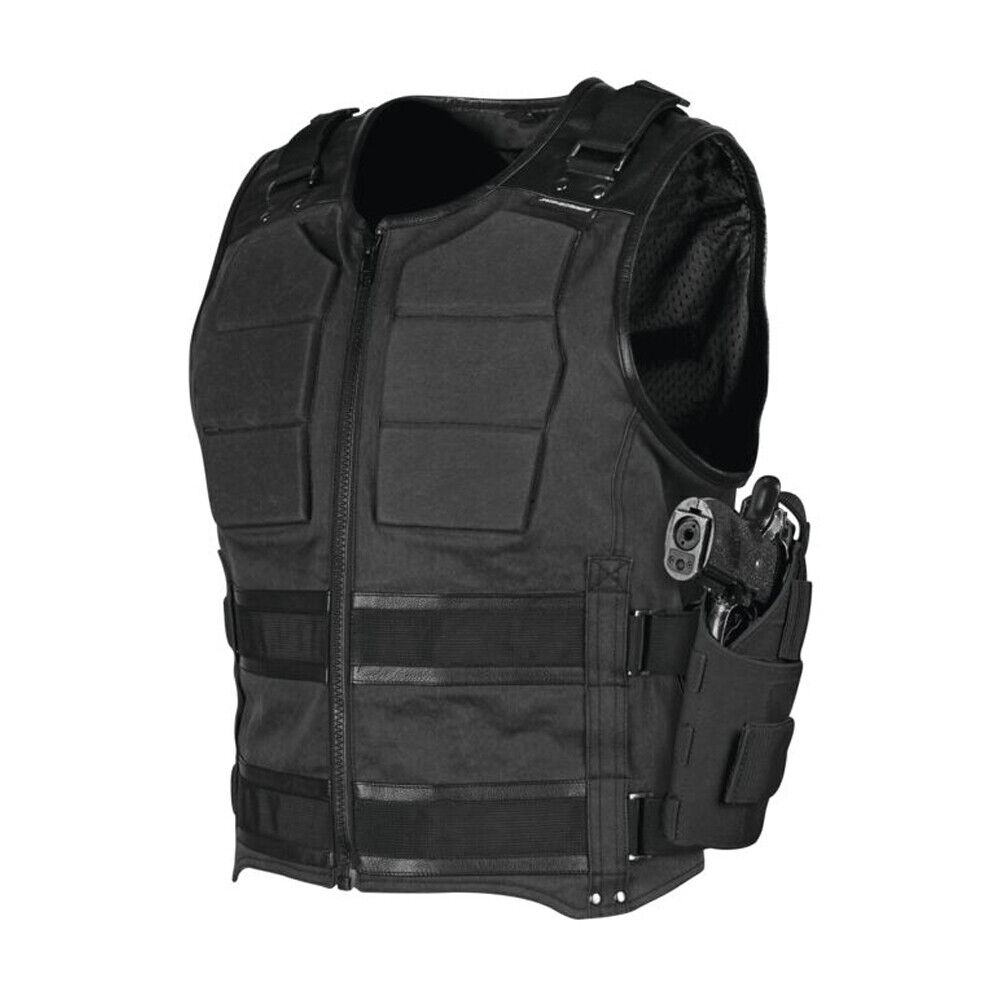 Speed and Strength True Grit Black Armored Motorcycle Vest Men's Sizes MD - 4X