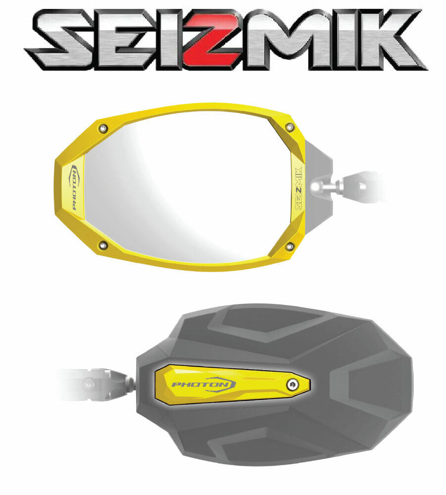 Yellow Seizmik Photon Side View Mirrors for 2015-2023 Polaris RZR 900 S / 900 XP