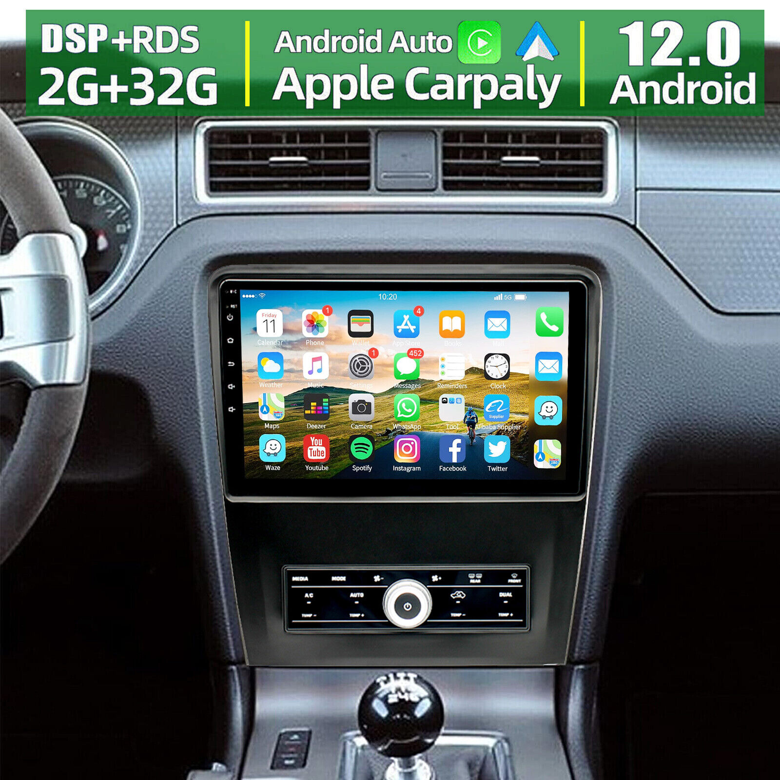 10.1'' Android 12.0 For 2010-2014 Ford Mustang Car Stereo Radio GPS Navi CarPlay