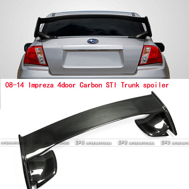 For 08-14 Subaru Impreza GVB WRX STI Carbon Fiber New Rear Trunk Spoiler Wings
