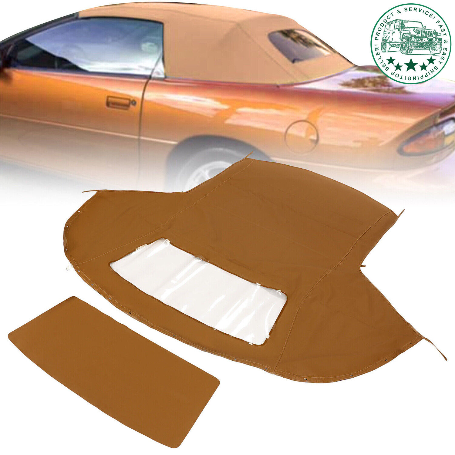 Tan Soft Top With Plastic Window For Chevrolet Camaro Convertible 1994-2002