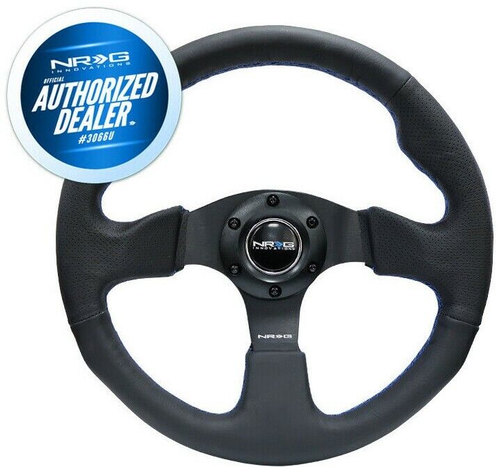 NEW NRG Reinforced Steering Wheel Race Leather Blue Stitch 320mm RST-012R-BL 