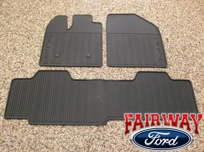 2011 thru 2014 Edge OEM Genuine Ford Black Rubber All Weather Floor Mat Set 3-pc