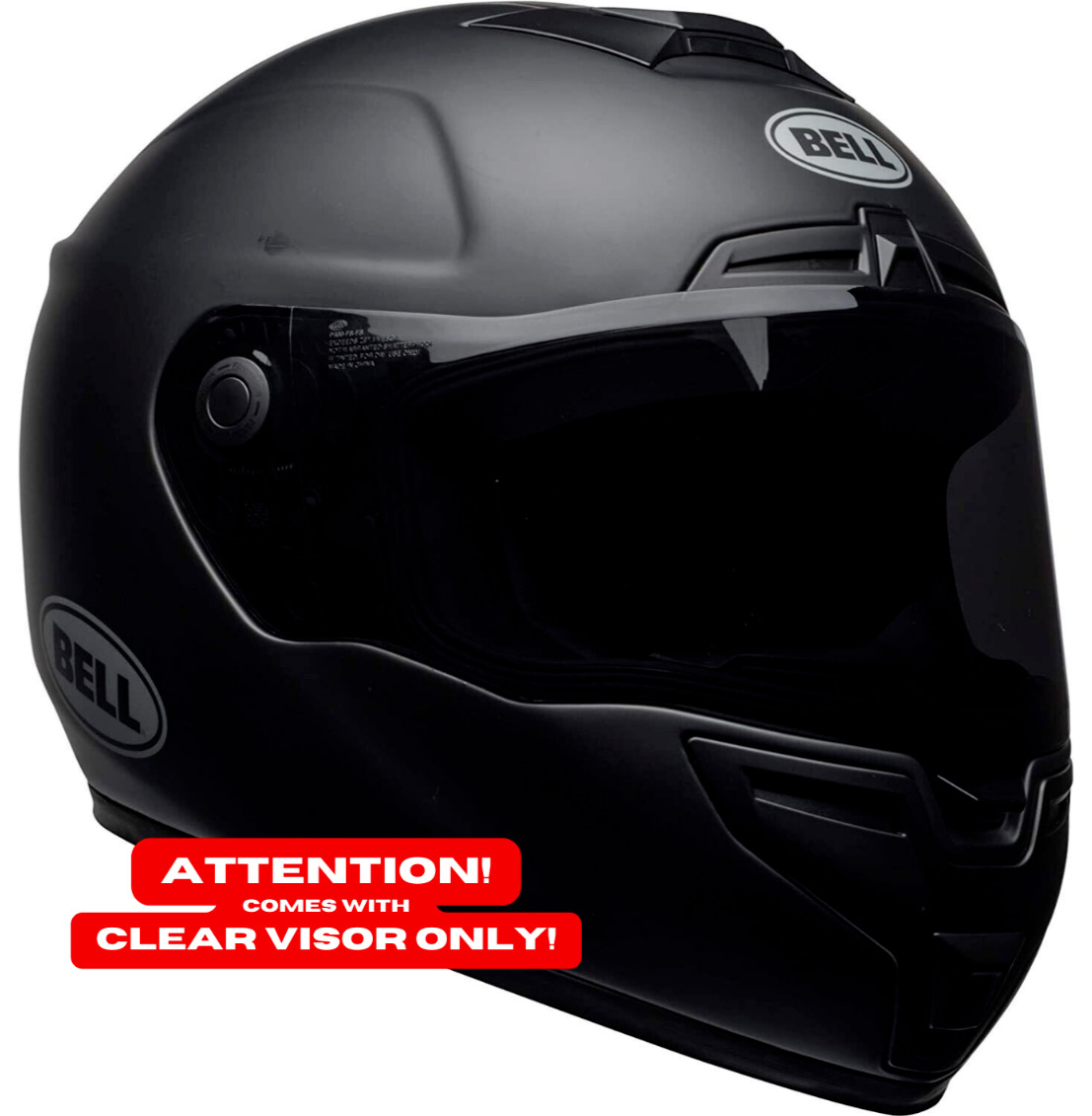 Bell SRT Street Motorcycle Helmet Solid Flat Matte Black M - CLEAR VISOR ONLY