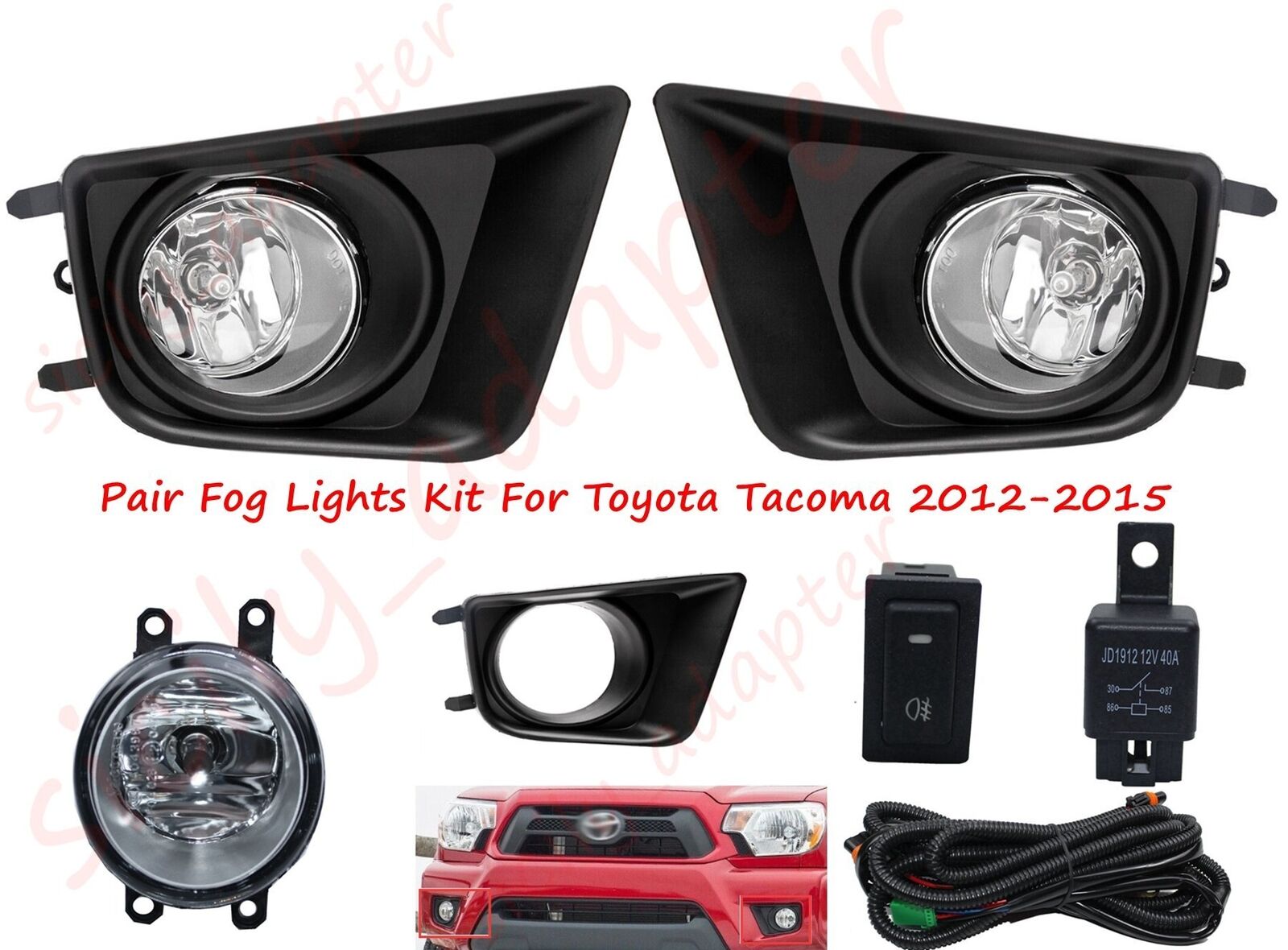Pair Front Bumper Fog Lights Kit For Toyota Tacoma 2015-2012 W/ Cover/Switch US