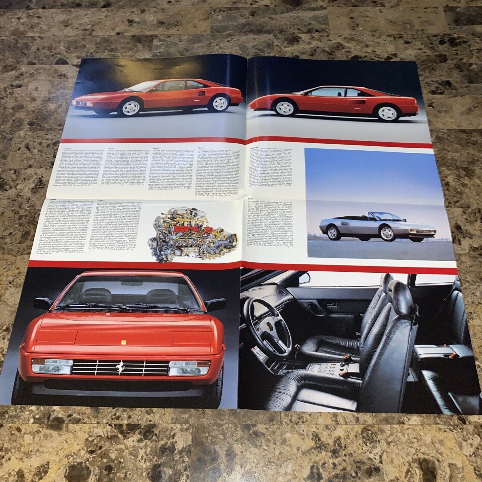 Vintage 1989 Ferrari Mondial T Sales Brochure Specs