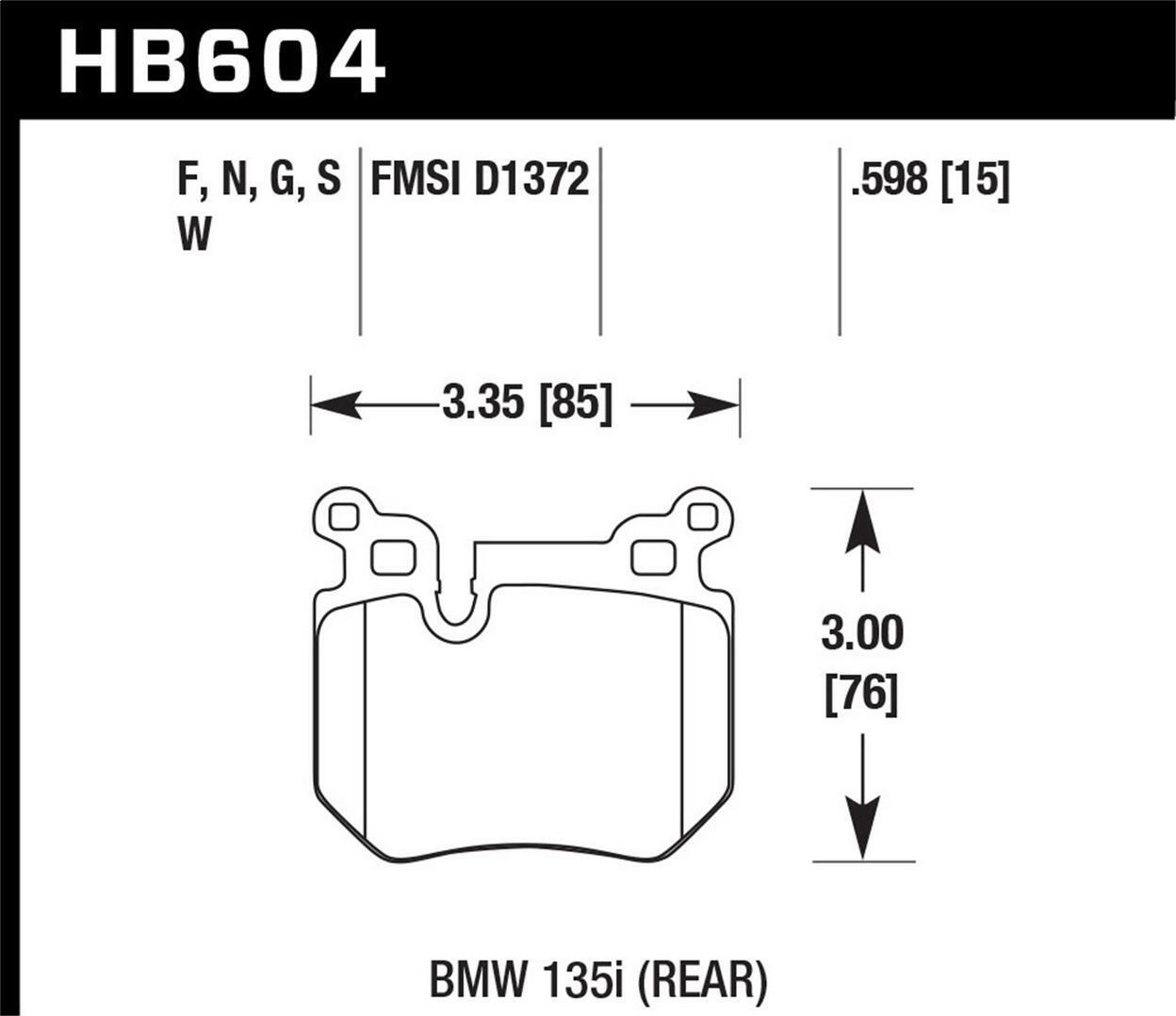 Hawk Rear Disc Pads and Brake Shoes for 2012-2013 BMW 135i