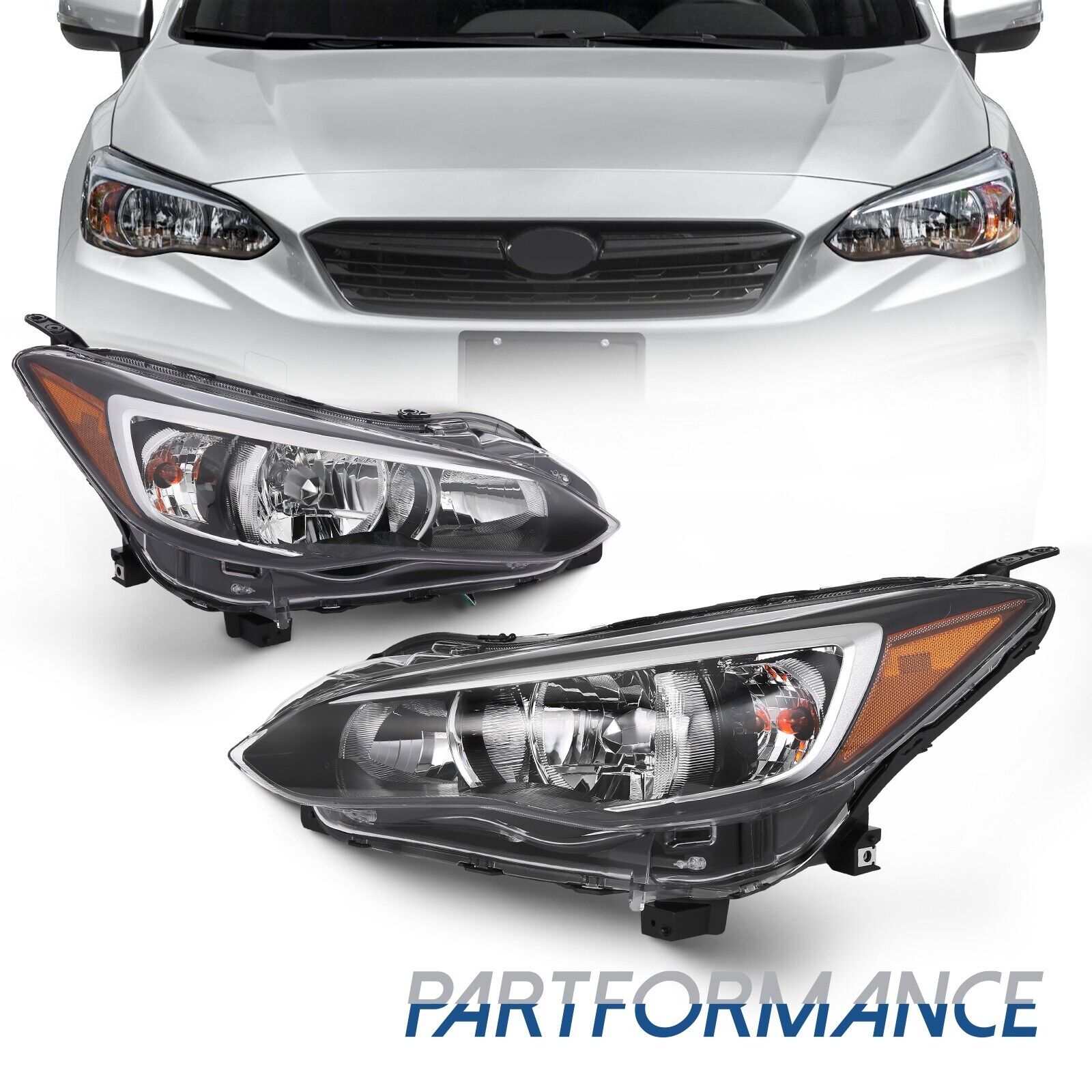 1Pair Halogen Headlight Set For 2017-2022 Subaru Impreza Driver+Passenger Side
