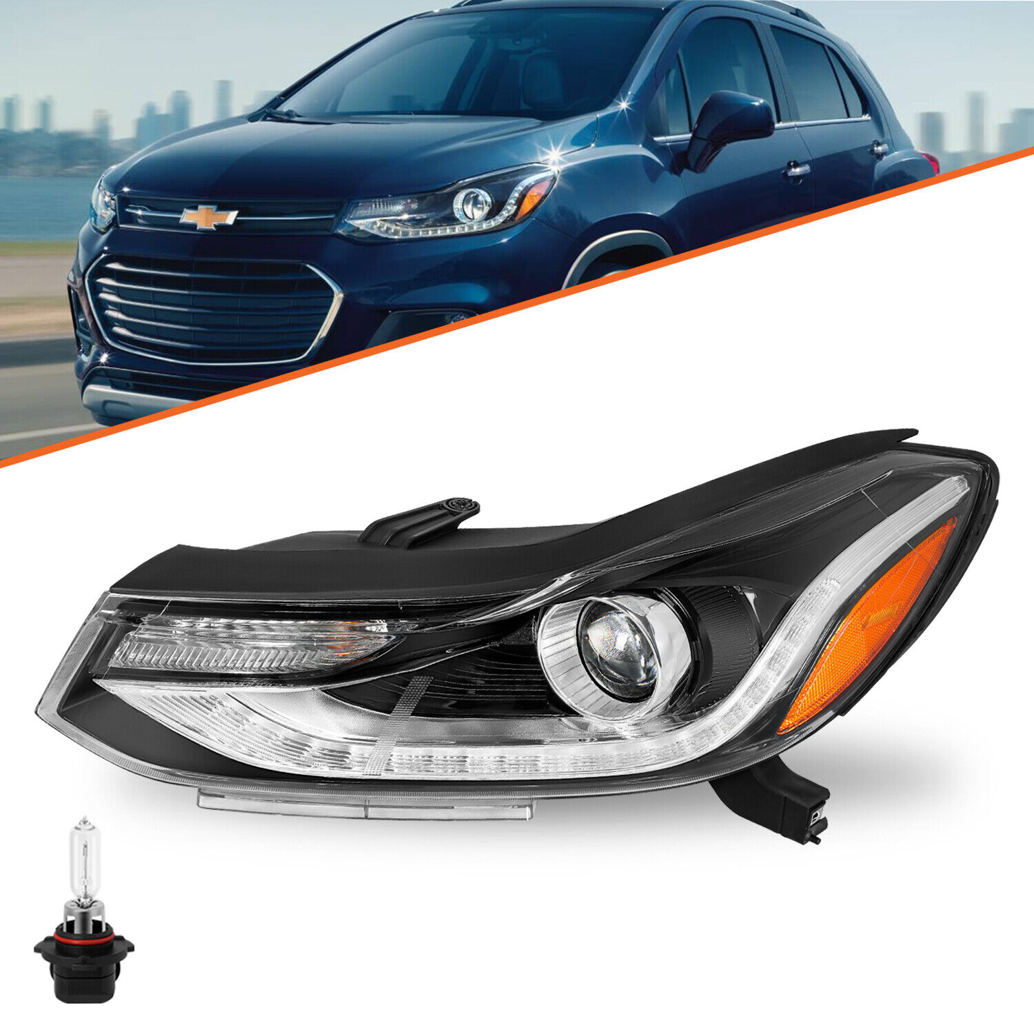 For 2017-2022 Chevy Trax Headlight Projector Headlamp Left Driver 17-22 w/ Bulb